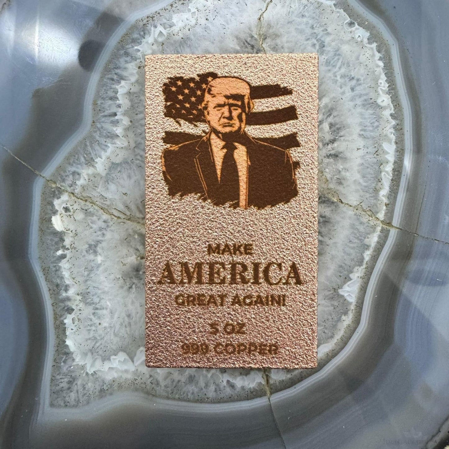 US 5 Ounce .999 Fine Copper Bar Trump Make America Great Again. Mint