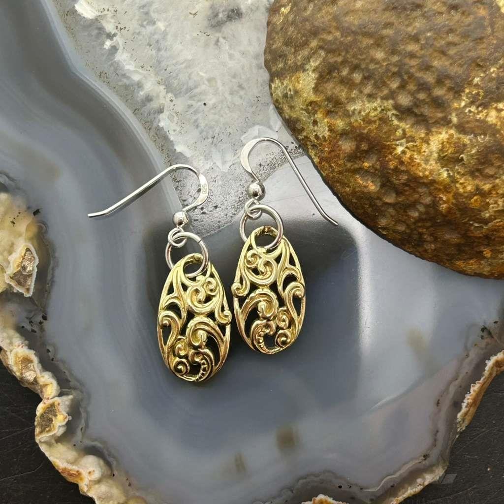 Carolyn Pollack Brass & Sterling Silver Swirl Dangle Earrings For Women