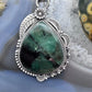 Sterling Silver Southwestern Style Teardrop Emerald Decorated Pendant For Women