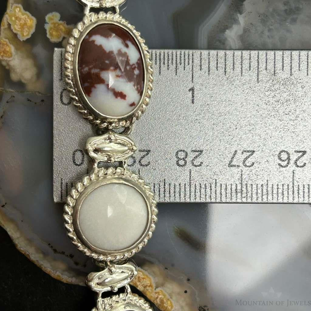 Carolyn Pollack Sterling Silver Wild Horse & white Agate Link Bracelet For Women