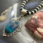 Sterling Silver Southwestern Style Elongated Shattuckite Decorated Pendant For Women