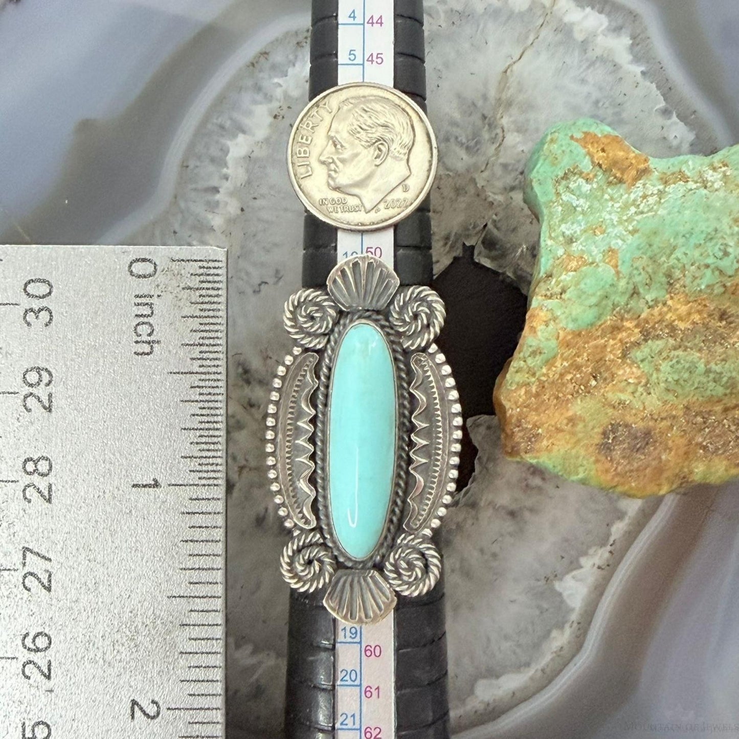 Michael Calladitto Native American Sterling Silver Turquoise Ring Size 7 For Women