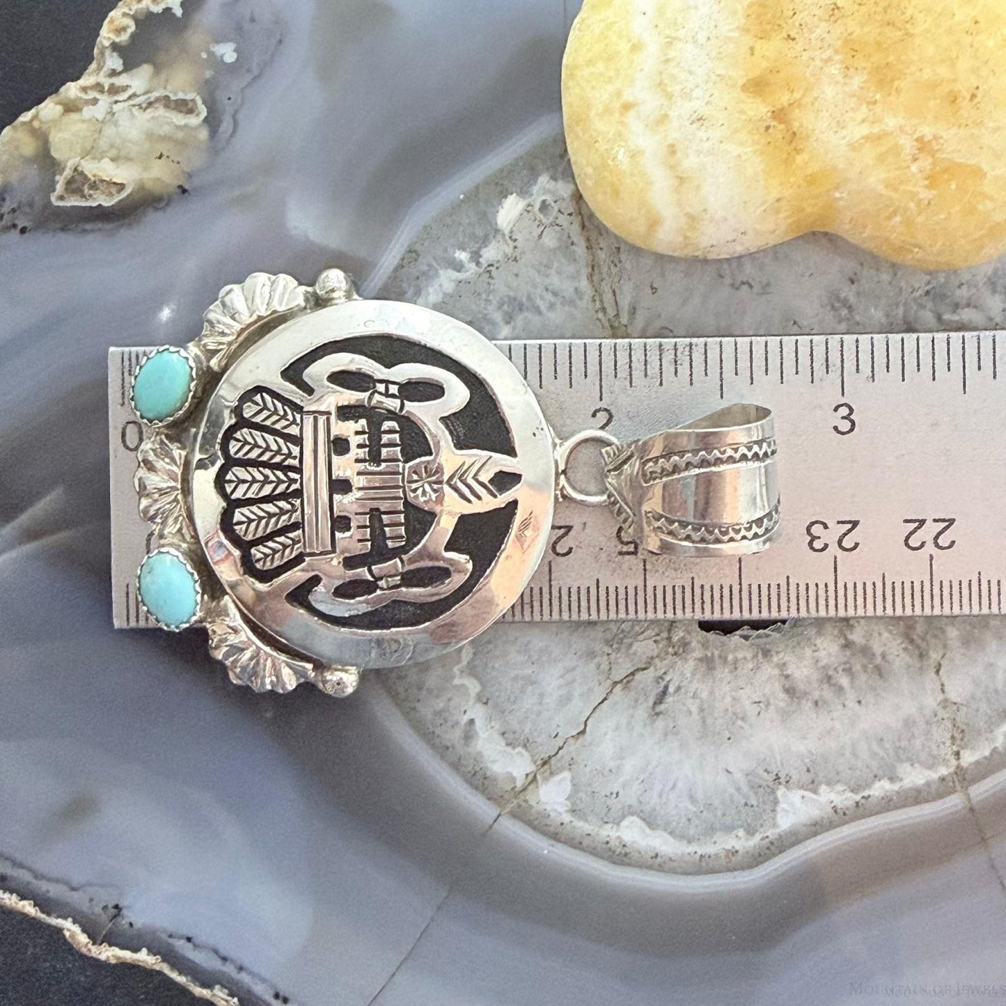 Alonzo Mariano Native American Sterling Silver Overlay Native American Motifs Unisex Pendant