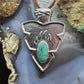 Gary Custer Sterling Silver  Tufa Cast Turquoise Bear Claw Arrowhead Unisex Pendant