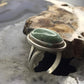 Vintage Signed Native American Sterling Silver Oval Green Turquoise Ring Size 7 For Women