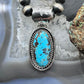 Native American Sterling Silver Elongated Oval Turquoise #8 Pendant For Women #1