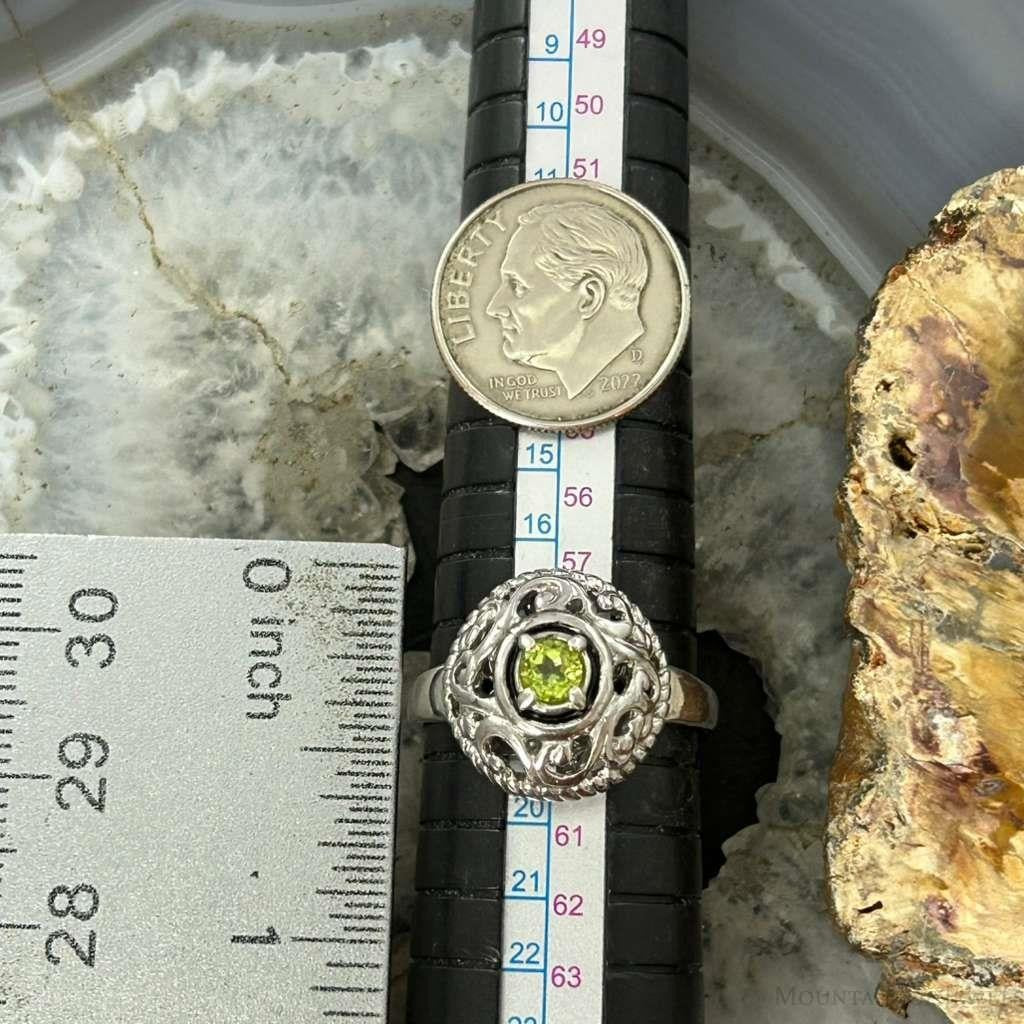 Carolyn Pollack Sterling Silver Peridot Decorated Ring Size 9 For Women