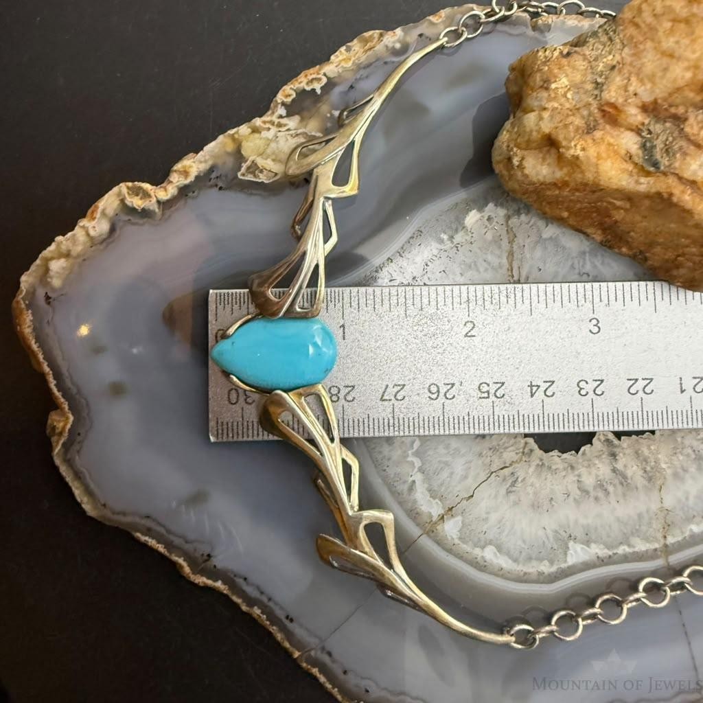Carolyn Pollack Sterling Silver Teardrop Turquoise 17" Necklace For Women