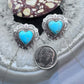 Native American Sterling Silver Turquoise Heart Stud Earrings For Women