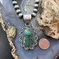 Sterling Silver Southwestern Style Oval Emerald Decorated Pendant For Women