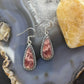 Sterling Silver Southwestern Style Teardrop Rhodochrosite Dangle Earrings For Women