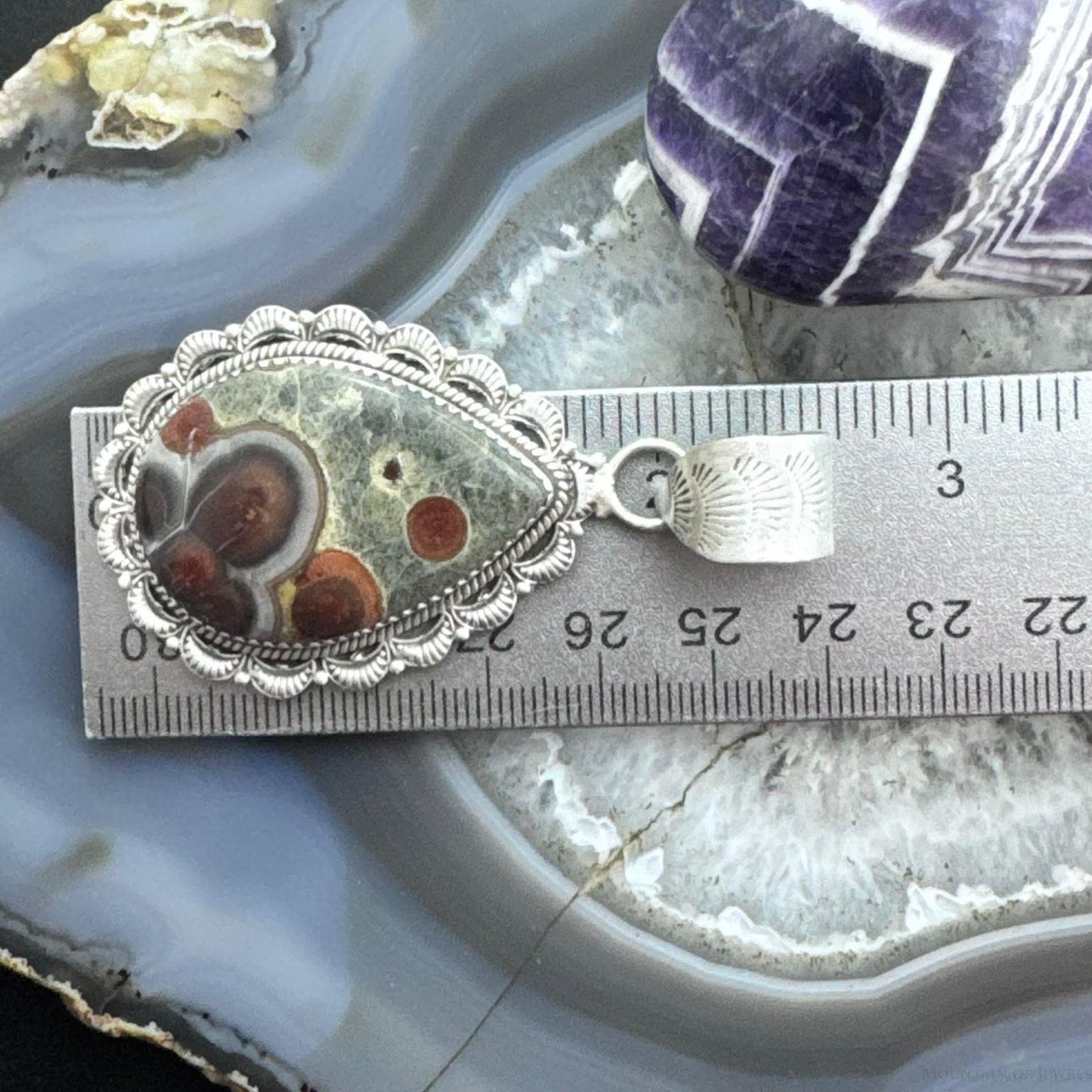 Sterling Silver Southwestern Style Teardrop Peanut Obsidian Decorated Pendant For Women