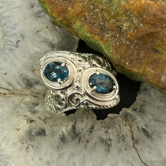 Carolyn Pollack Sterling Sterling Faceted London Blue Topaz Doublet Ring Size 8 For Women