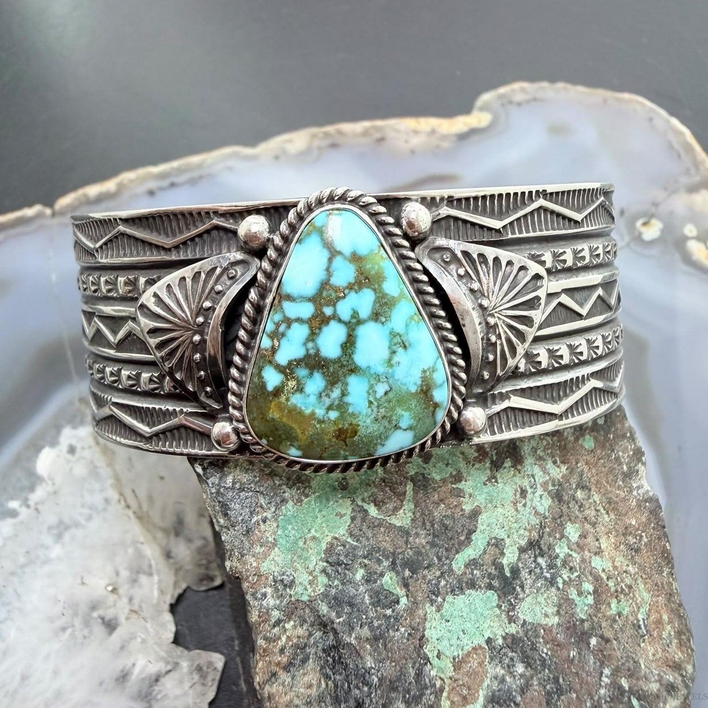 Sunshine Reeves Native American Sterling Silver High Grade Kingman Turquise Unisex Cuff