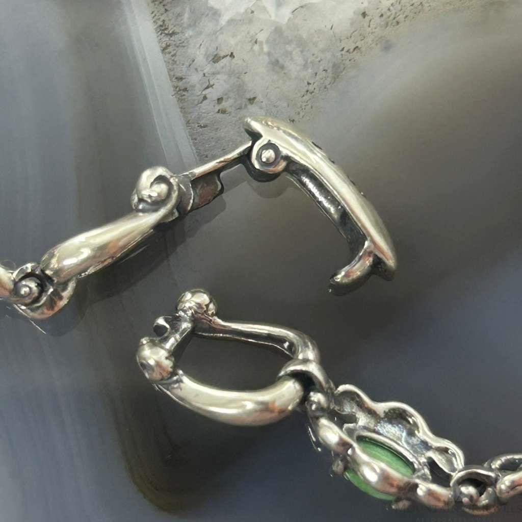 Carolyn Pollack Sterling Silver 7 Oval Variscite Decorated Link Bracelet For Women