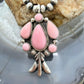 Running Bear Native American Sterling Pink Conch Pendant 15" Necklace For Women