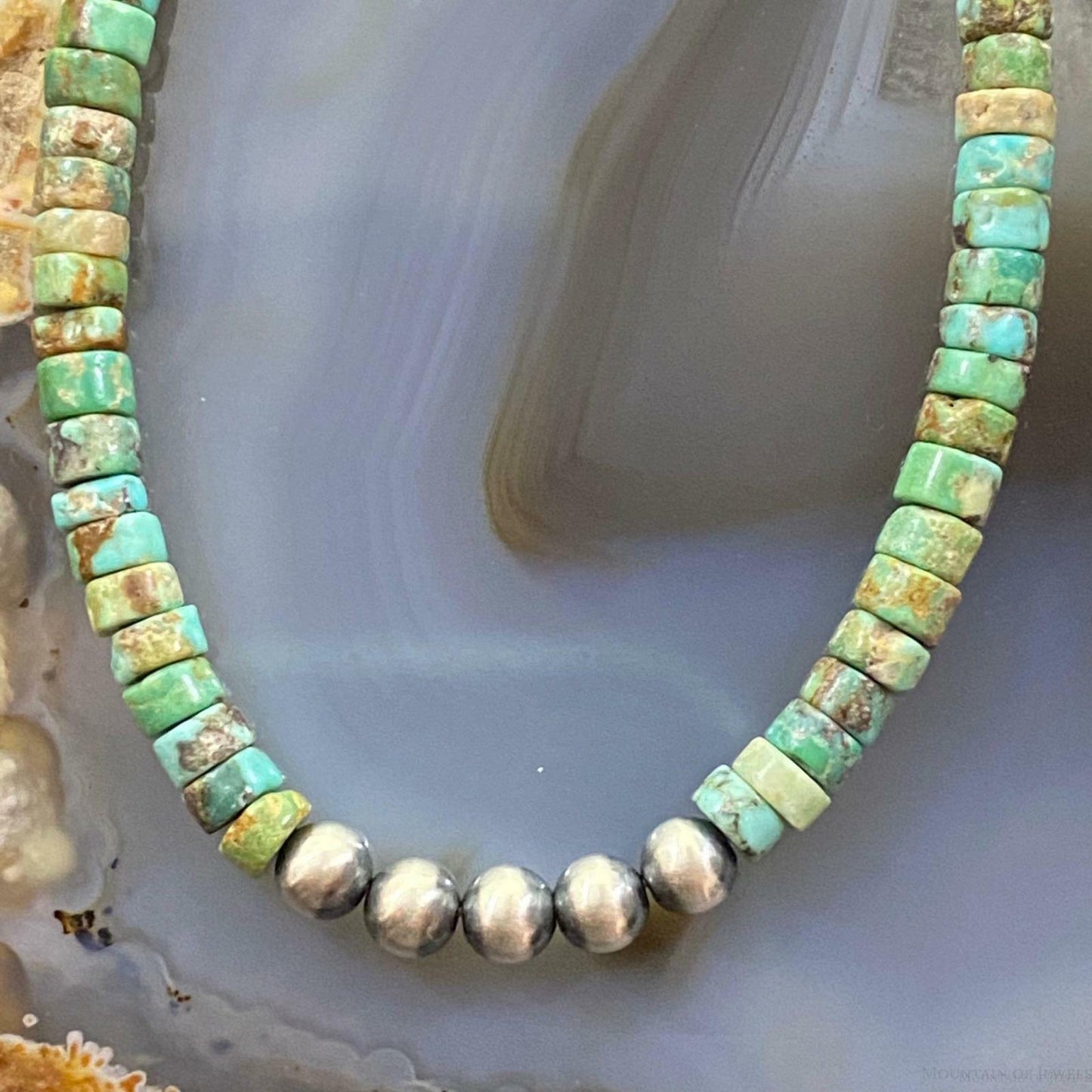 Sterling Silver Turquoise Beads & Navajo Pearl Beads 4 mm Hoop Dangle Earrings