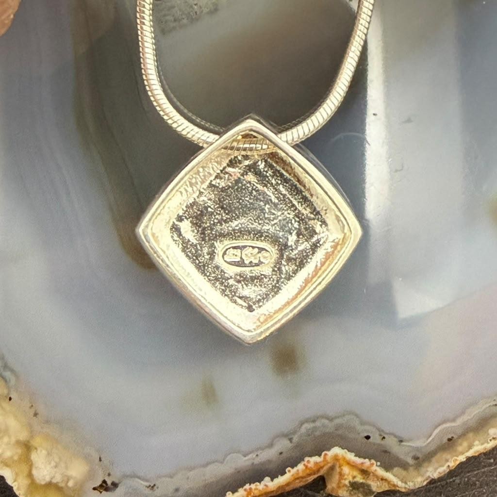 Carolyn Pollack Sterling Square Variscite Pendant 16"-18" Snake Chain Necklace
