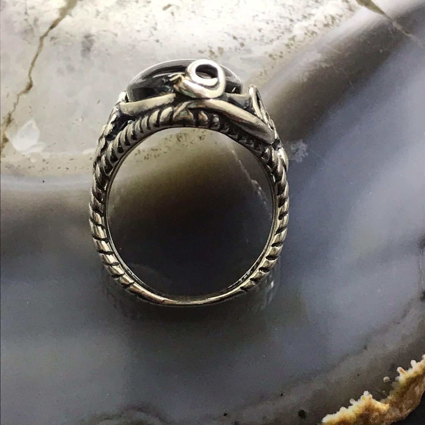 Carolyn Pollack Sterling Silver Elongated Oval Onyx Ring For Women Size Variety