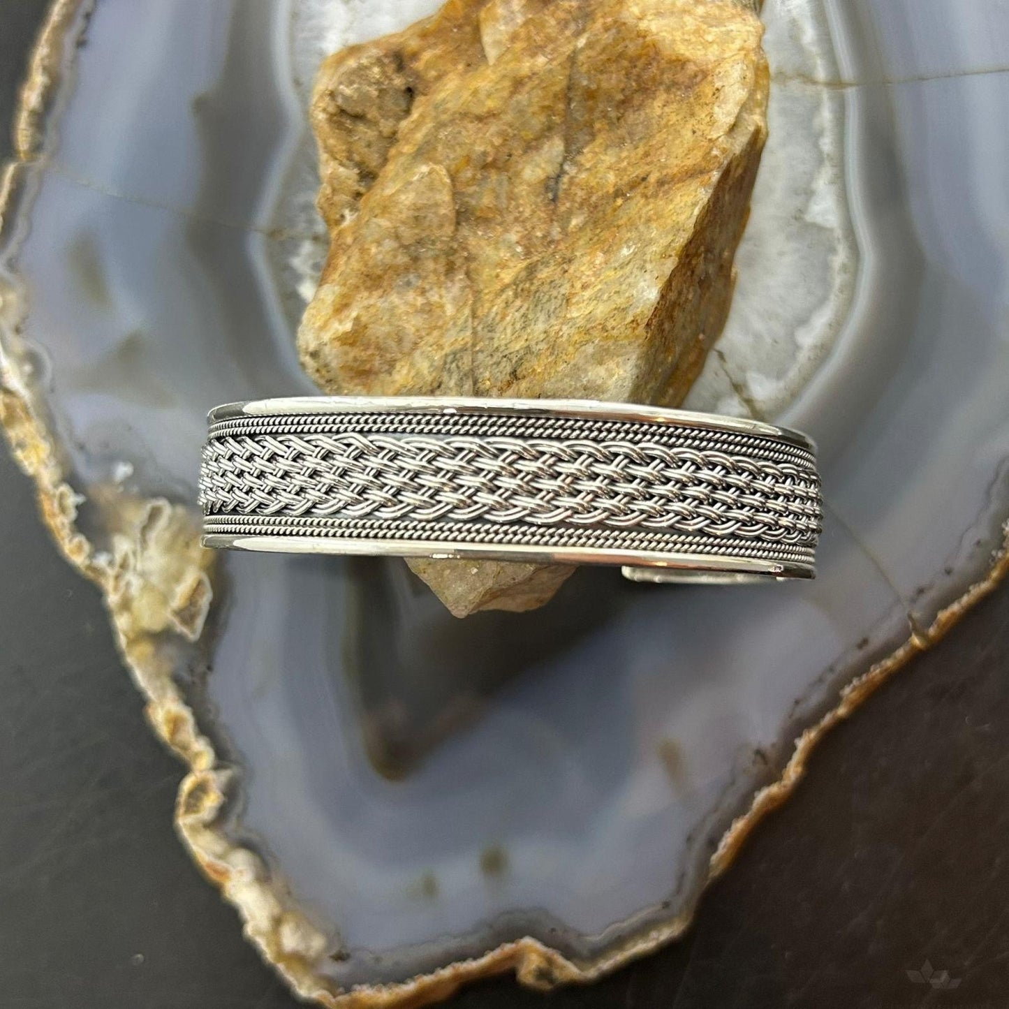 Sterling Silver Woven Flexible & Adjutable Decorated Fashion Bracelet For Women