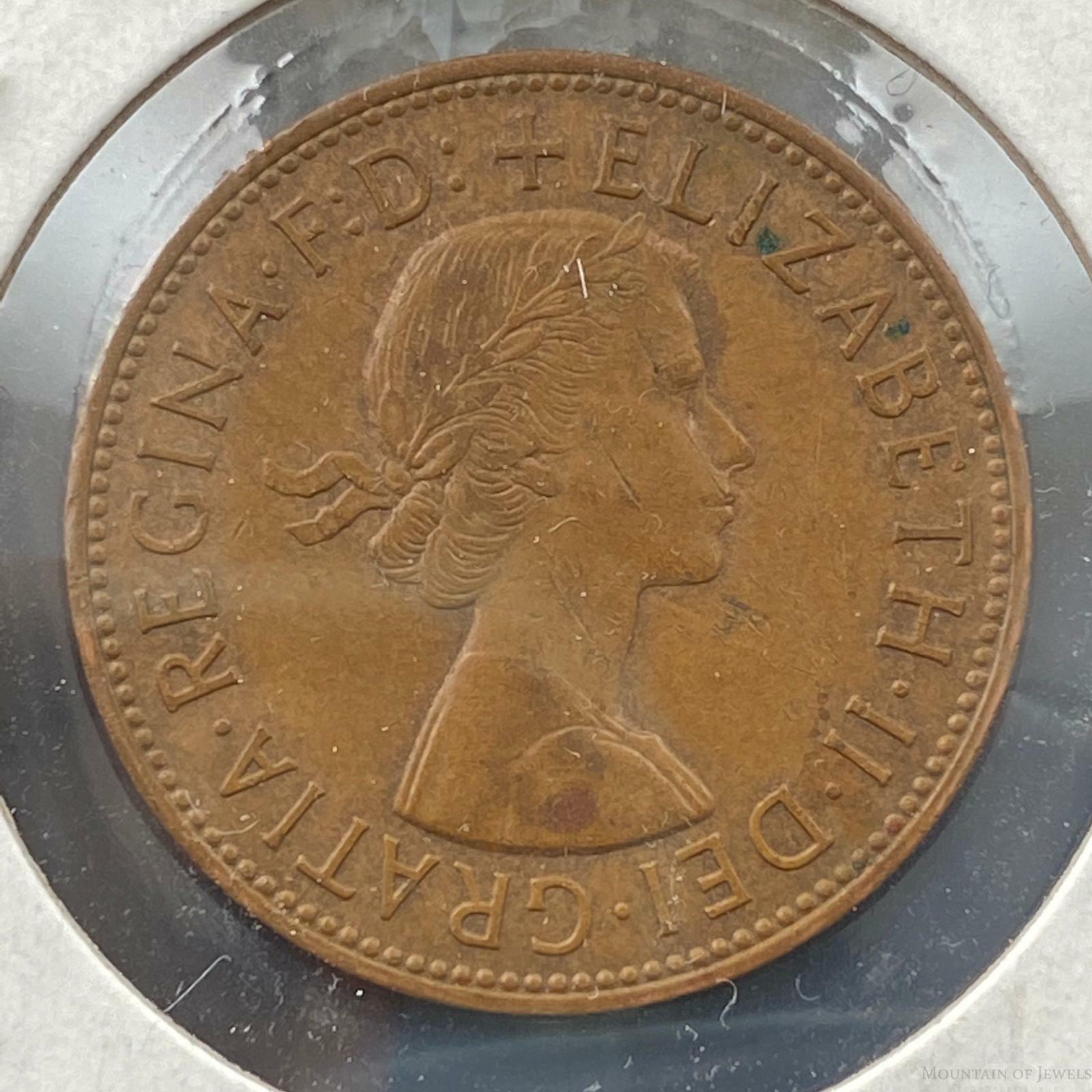 1962 Great Britain One British 1 Penny Queen Elizabeth II Bronze ...