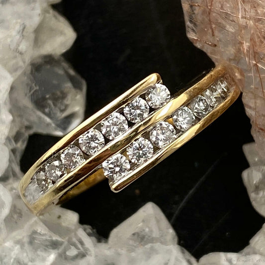 14K Yellow Gold Diamonds Bridal Band Ring Size 6.5