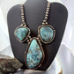 Vintage Silver Native American Large Blue Diamond Turquoise Necklace For Women