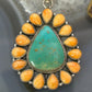 Sterling Silver Southwestern Emerald Valley Turquoise & Spiny Oyster Cluster Pendant For Women