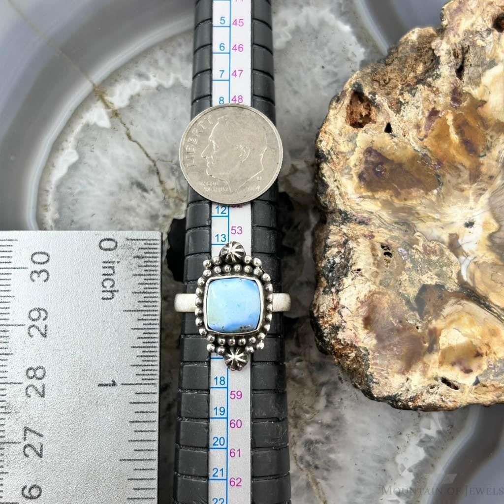 Sterling Silver Southwestern Style Square Golden Hill Turquoise Adjustable Ring For Women #12
