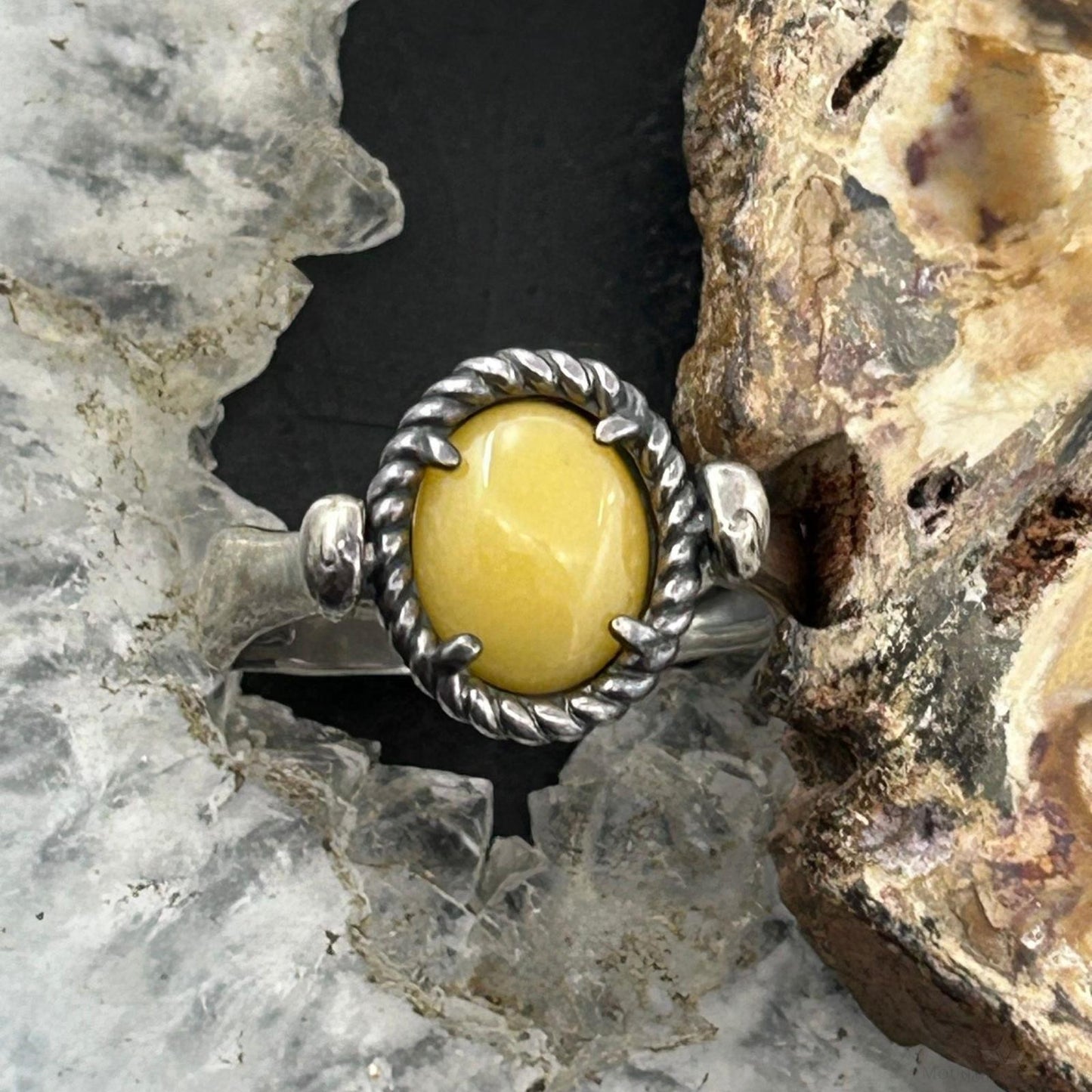 Carolyn Pollack American West Sterling Silver Oval Yellow Jasper Reversible Ring For Women