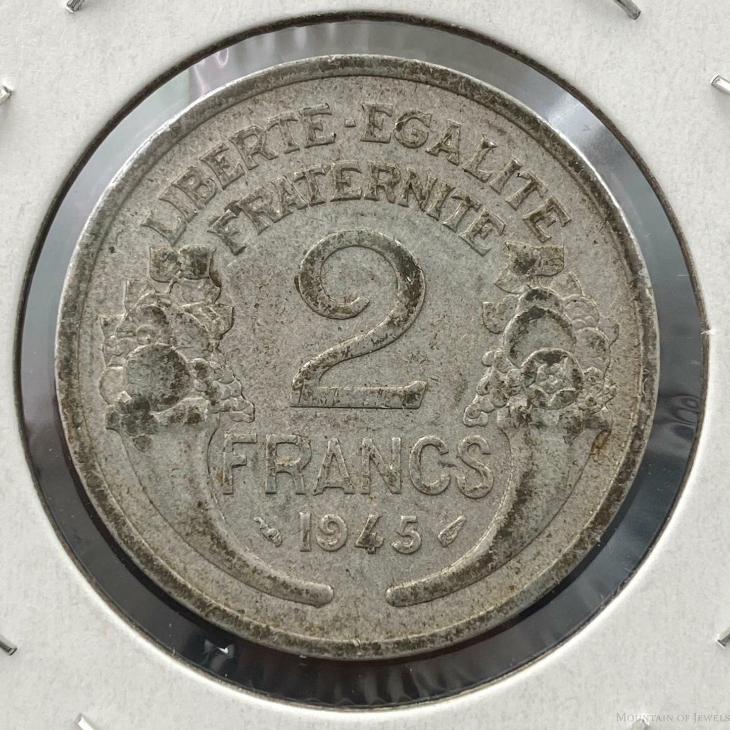 1945 France 2 Francs KM886a.1 WWII Liberty Head Collectible Coin #73120-6