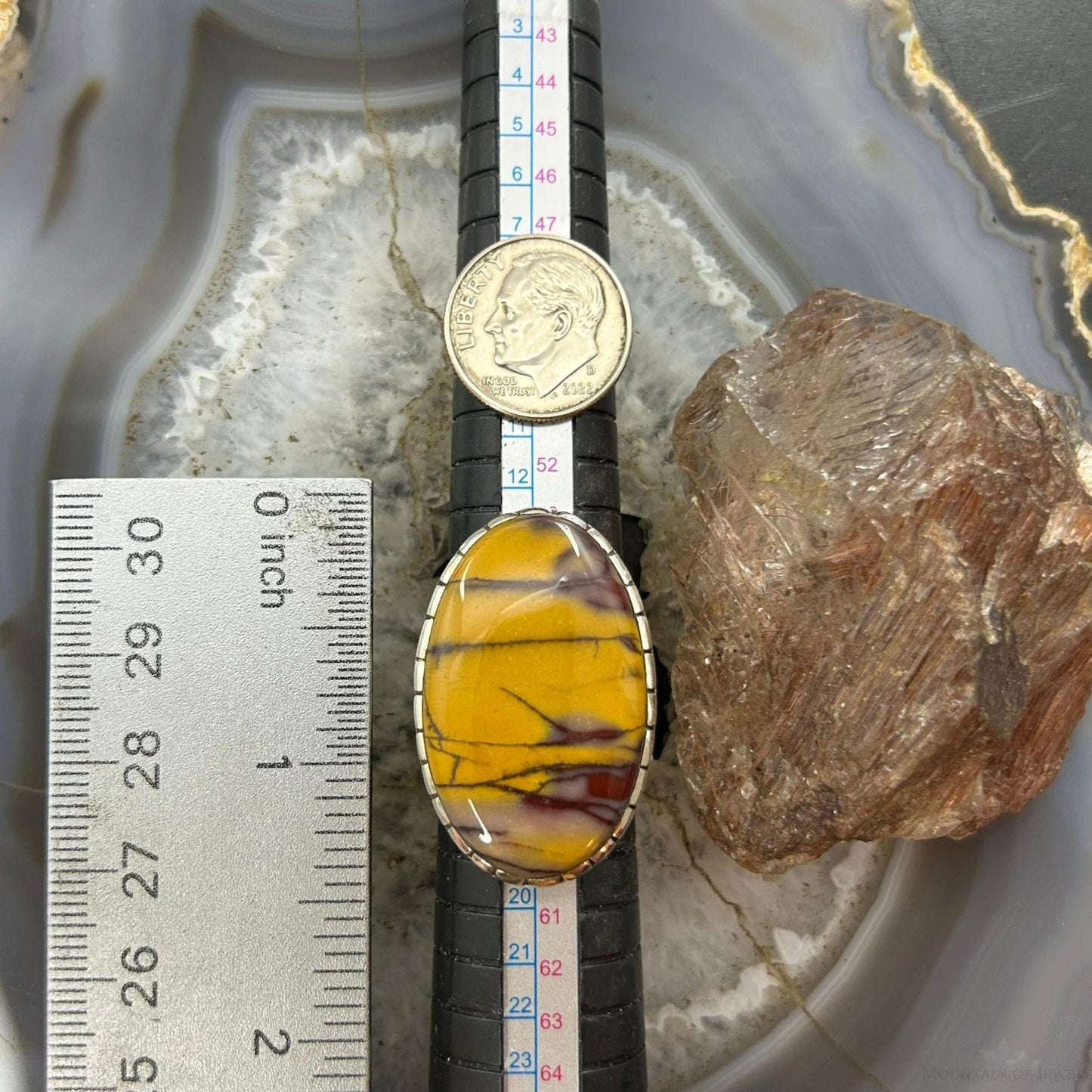 Sterling Silver Southwestern Style Oval Elongated Mookaite Ring Size 8 For Women