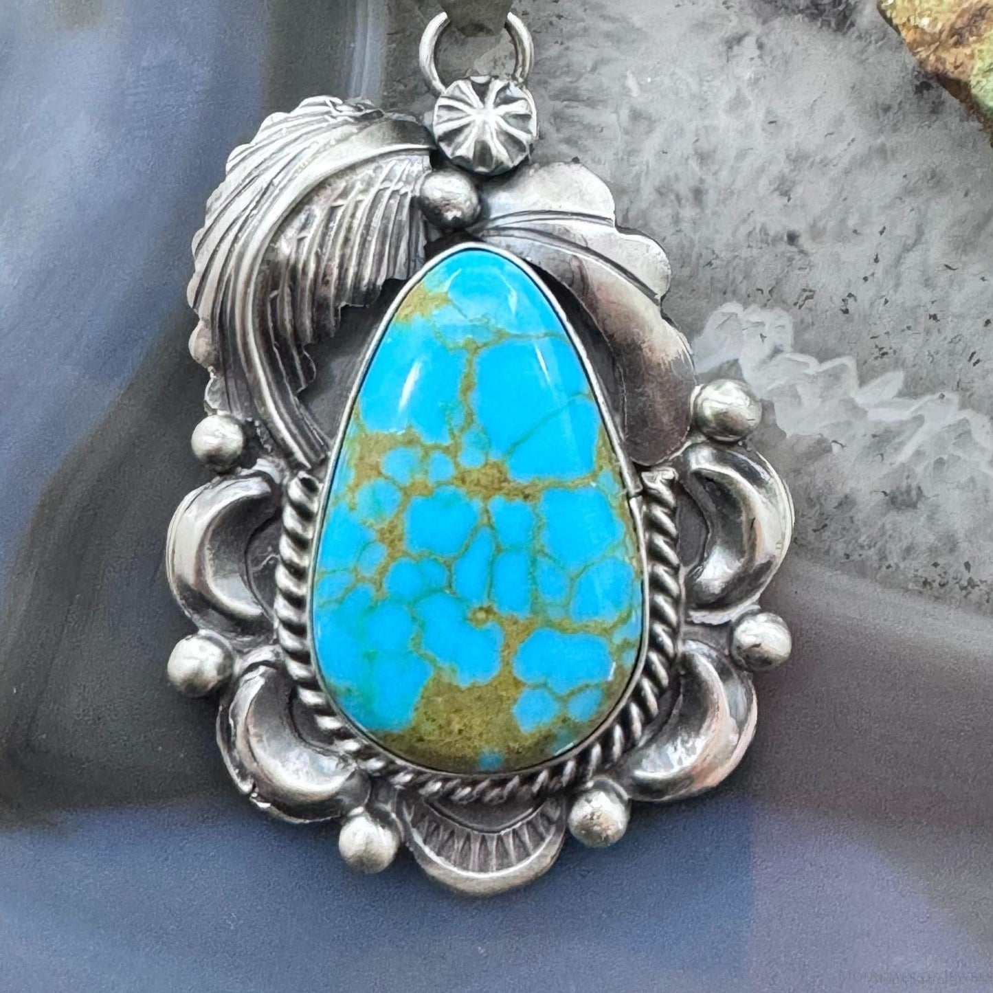 Juanita McDonald Native American Sterling Silver Turquoise Pendant For Women #1