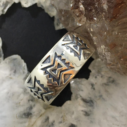 Carolyn Pollack Sterling Silver Southwestern Motif Stamped Unisex Band Ring