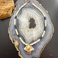 Vintage Native American Shell Beads & Onyx w/ Bird Pendant Necklace For Women