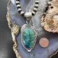 Sterling Silver Southwestern Style Elongated Chrysocolla Decorated Pendant For Women
