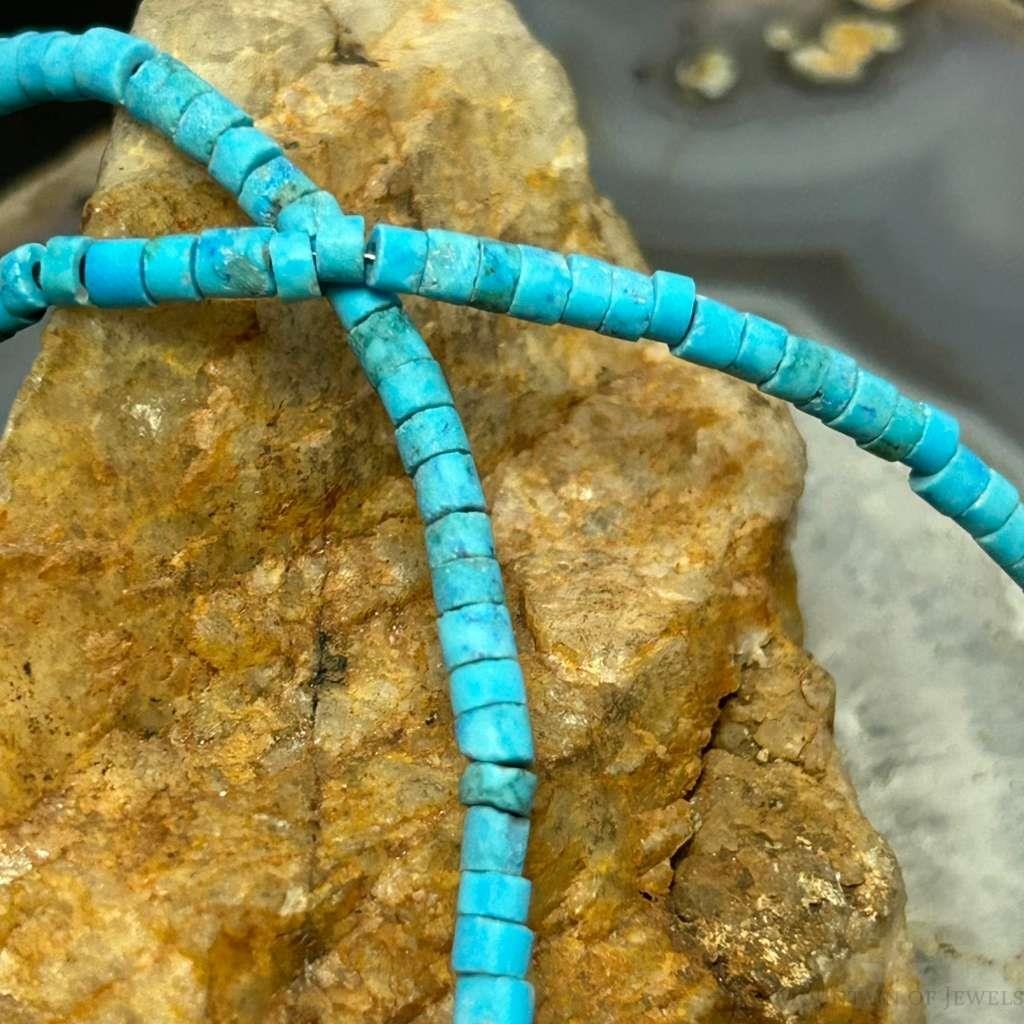 Sterling Silver 4mm Turquoise Disk Beads 17" Necklace For Women