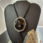 Sterling Silver Southwestern Style Large Round Onyx Decorated Bolo Tie For Men