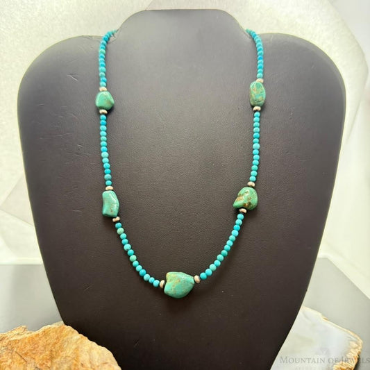 Carolyn Pollack Sterling Silver Natural Turquoise & Turquoise Beads 16"-19" Necklace For Women