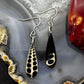 Sterling Silver Teardrop Turritella Fossil Slab Dangle Earrings For Women #333