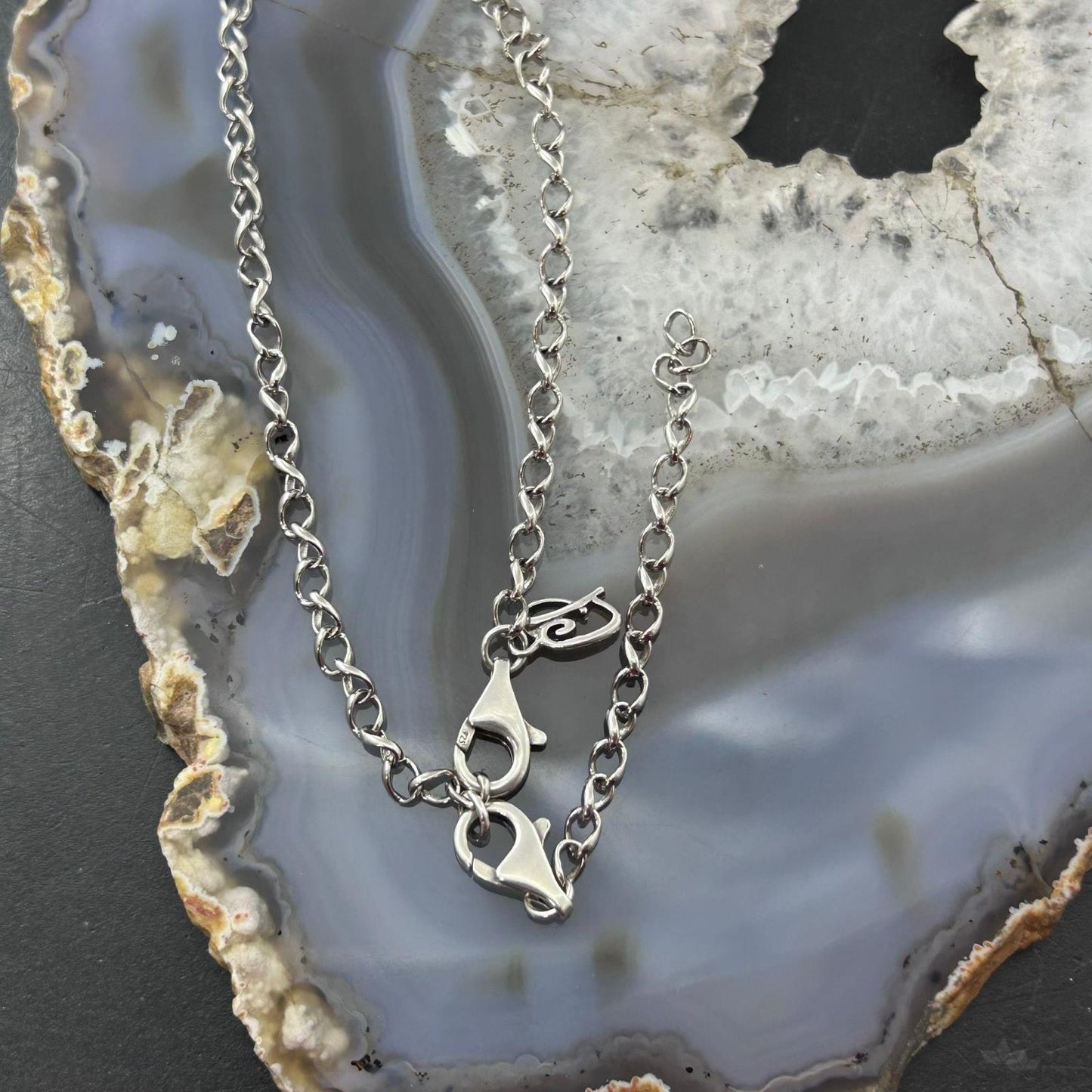 Carolyn Pollack Vintage Sterling Silver Black & White Jasper 16"-19" Necklace For Women