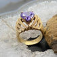 Vintage 10K Yellow Gold Heart Shape Amethyst Ring Size 6.5 For Women