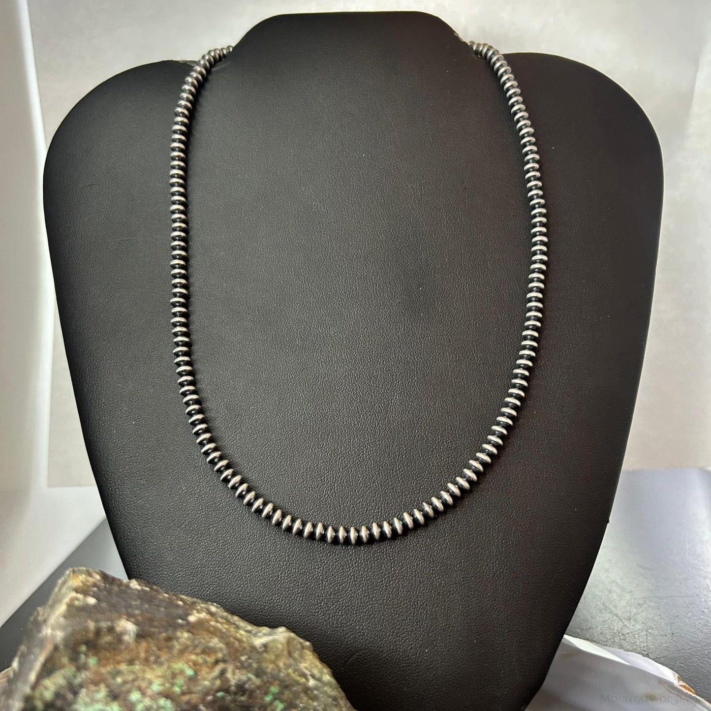 Sterling Silver Southwestern Style 4 mm Navajo Pearl Saucer Beads 20"- 20" Necklace For Women