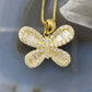 Sterling Silver CZ Butterfly Pendant with Chain Necklace For Women