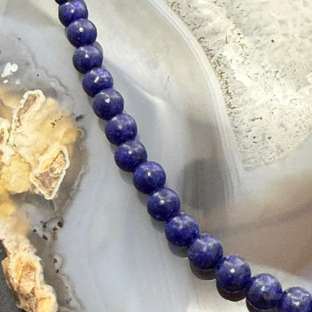 Sterling Silver Southwestern Style 4mm Lapis Beads 16" Necklace For Women