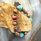 Southwestern Style 10mm Copper Navajo Pearl & 10mm Sediment Jasper Stretch Bracelet For Women