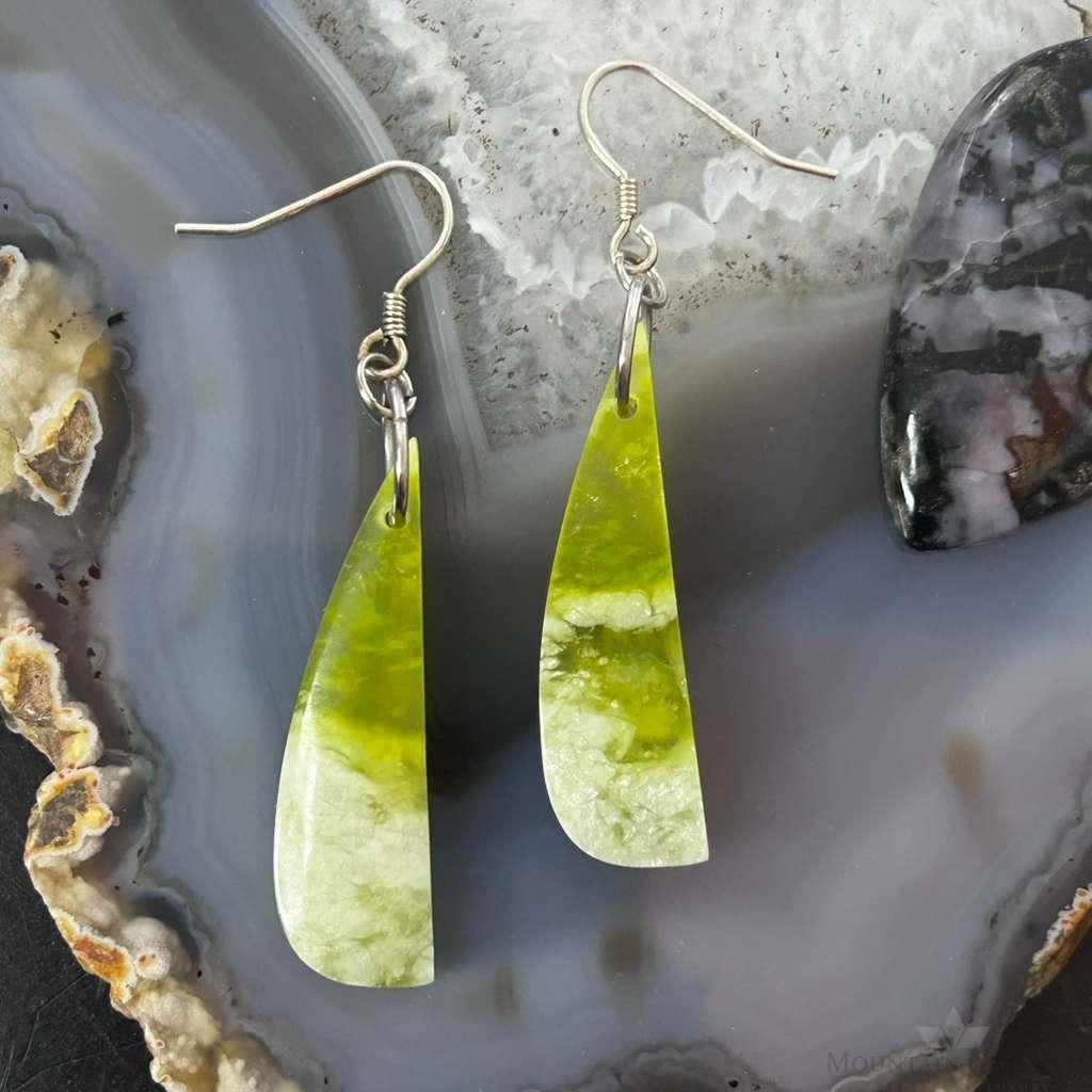 Sterling Silver Half Moon Vesuvianite Slab Dangle Earrings For Women #329