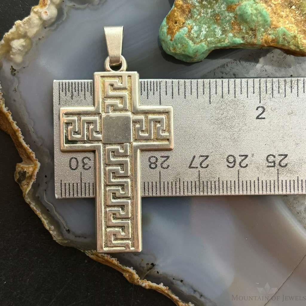 Sterling Silver Overlay Unisex Decorated Cross Pendant