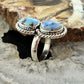 Sterling Silver Southwestern Style Double Golden Hill Turquoise Ring Size 7 For Women