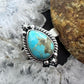 Sterling Silver Southwestern Style Teardrop Turquoise Adjustable Ring For Women